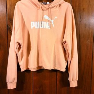 Coral Puma Cropped Hoodie
